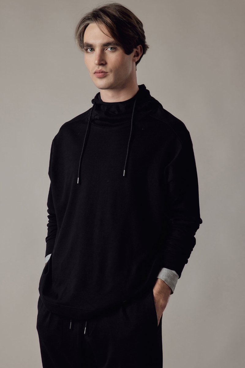 Felpa con Cappuccio in Interlock