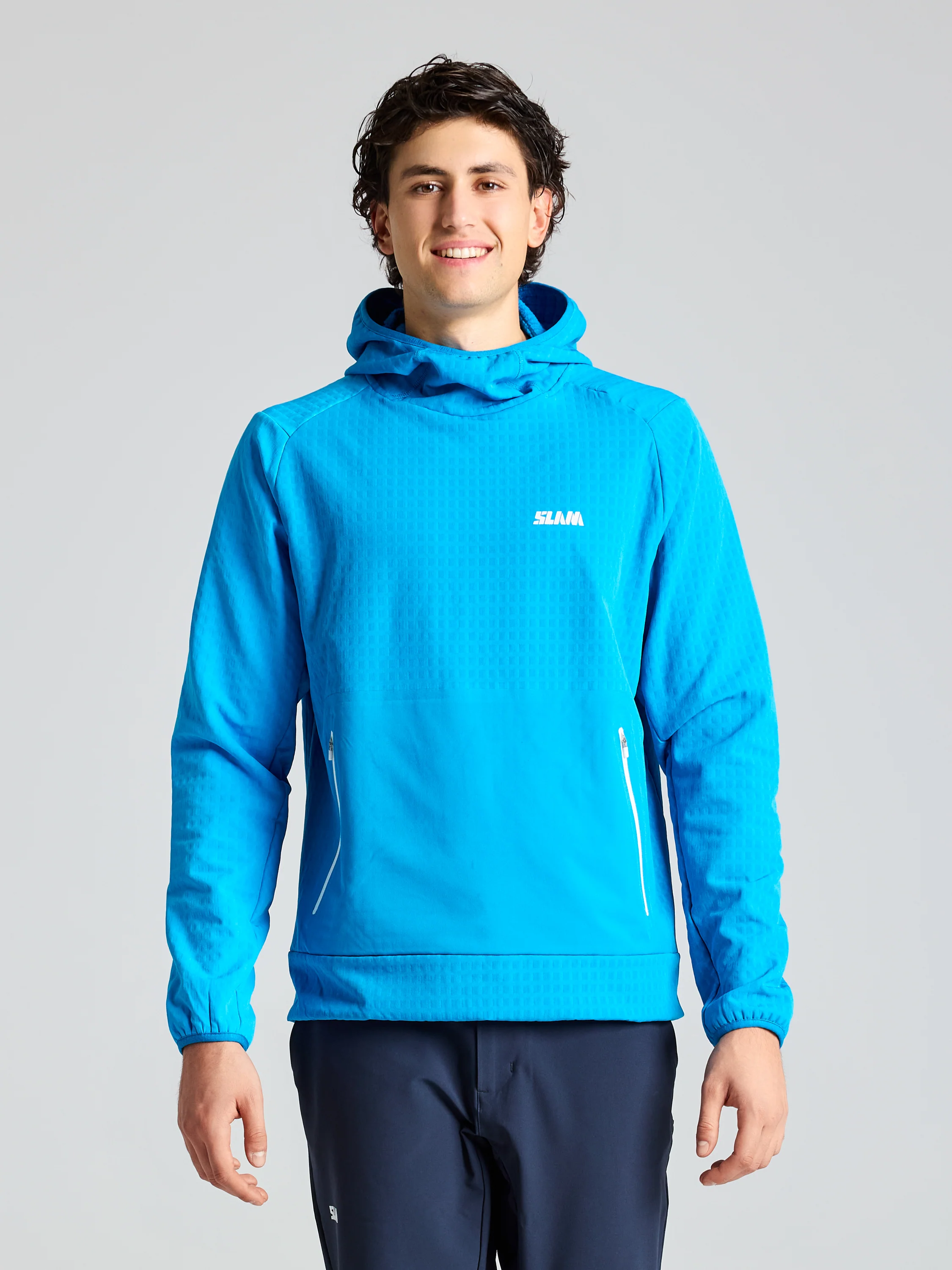 FOIL FLEECE HOODIE - GREEK BLUE / XS