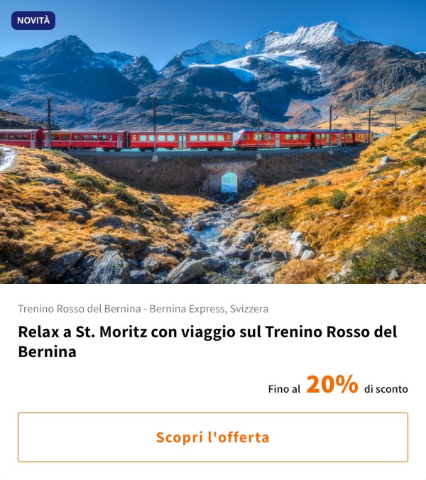 Relax a St. Moritz con viaggio sul Trenino Rosso del Bernina