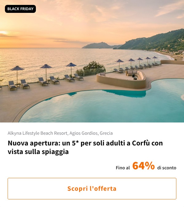 Nuova apertura: un 5* per soli adulti a Corfù con vista sulla spiaggia