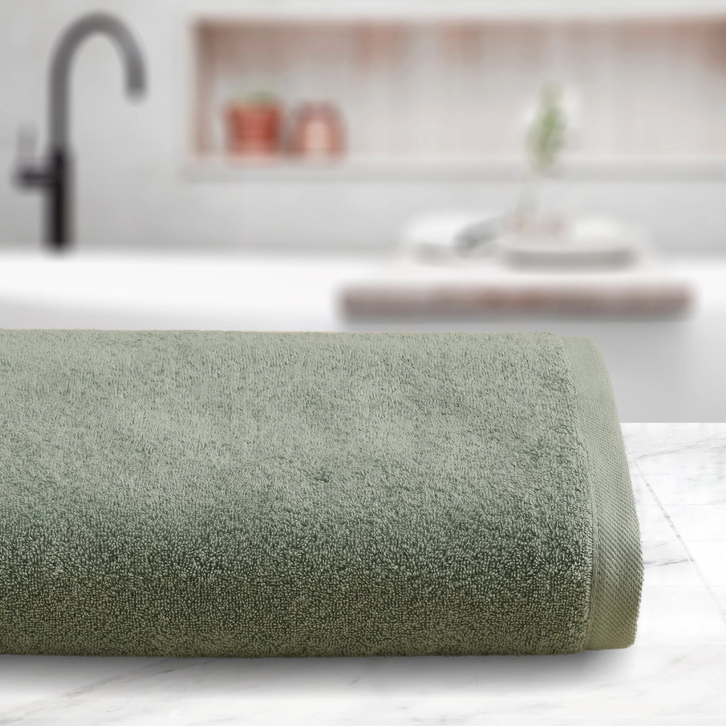 Image of Telo da bagno in Spugna di <br>Cotone Tinta Unita - <b>Perla