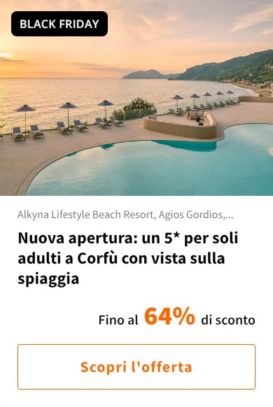Nuova apertura: un 5* per soli adulti a Corfù con vista sulla spiaggia