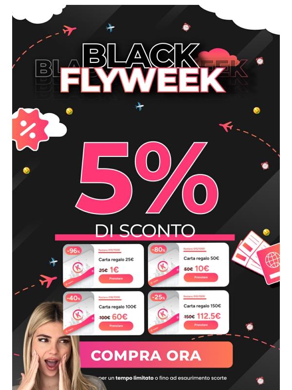 ✨ SCONTI BLACK FRIDAY: gift card da 1€ + 5% su tutti i pacchetti