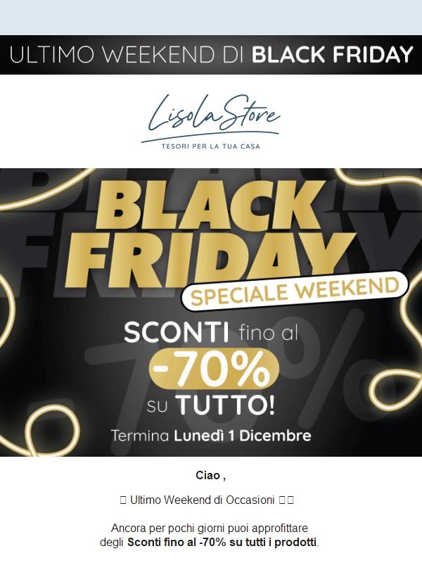 ✨ Ultimo weekend Black Friday: le offerte più attese ti aspettano ancora