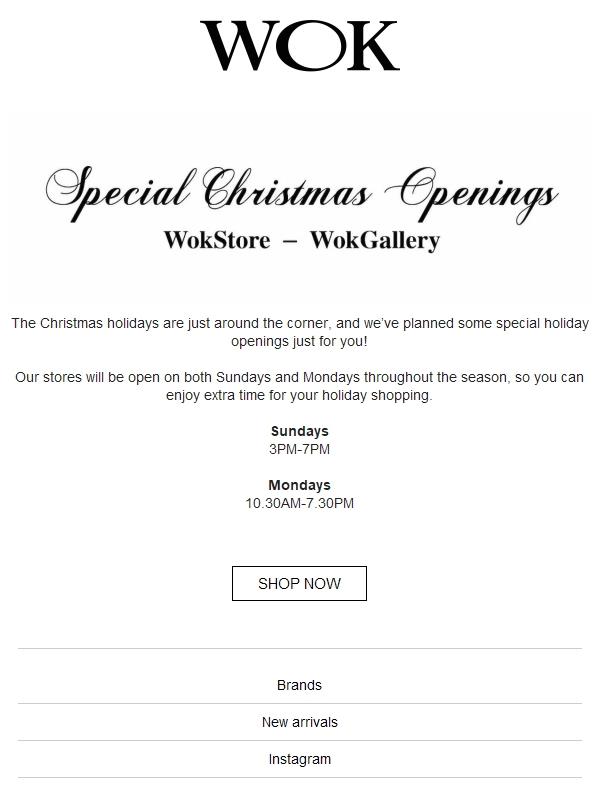 Special Christmas Openings!
