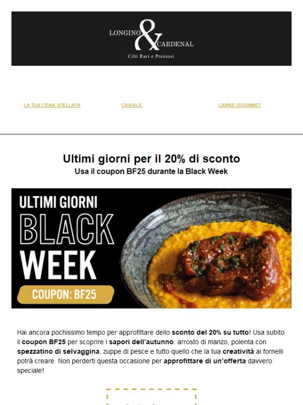 ⏳ Ultimi Giorni Black Week! | Approfitta del 20% di Sconto su Tutto