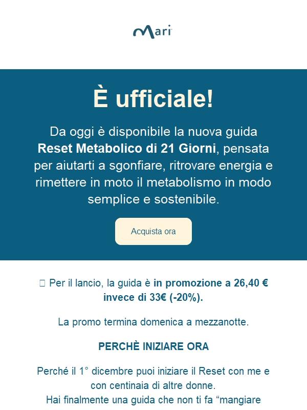 Lancio Reset Metabolico di 21 giorni