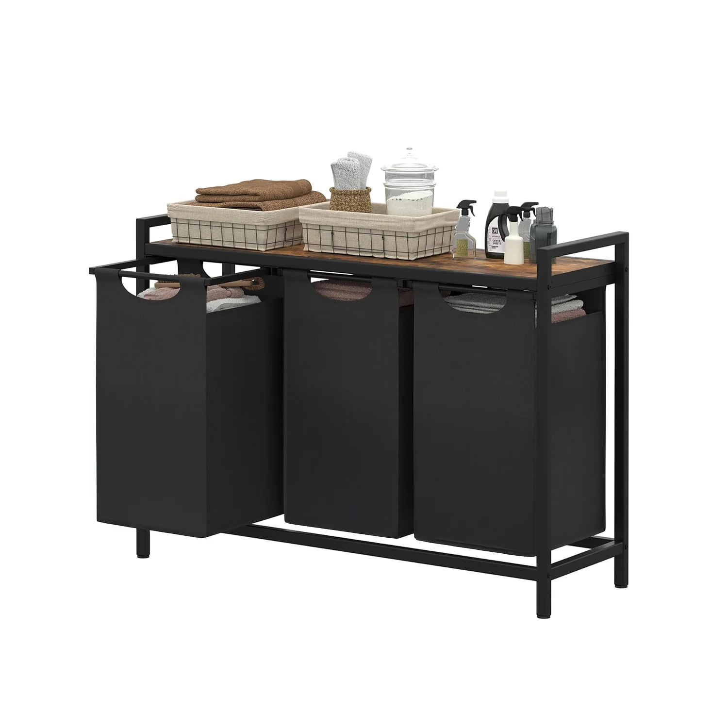 Image of Mobile con 3 Cestini Estraibili e Ripiano in MDF