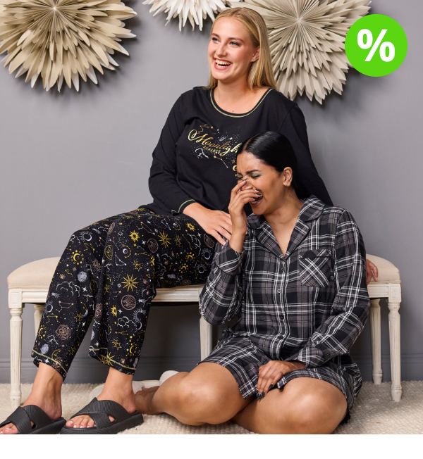 Camicia da notte in flanella a quadri con revers e maniche lunghe