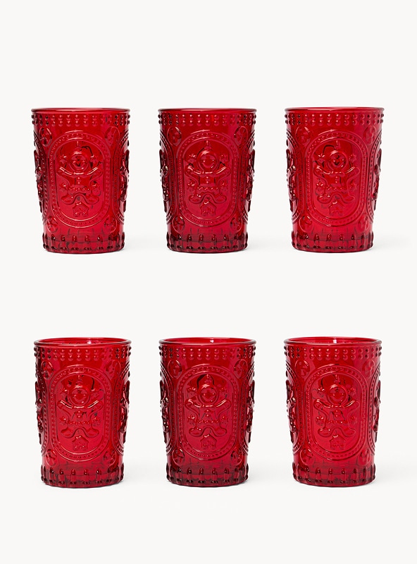 Set 6 bicchieri in vetro spruzzato dettaglio gingerbread