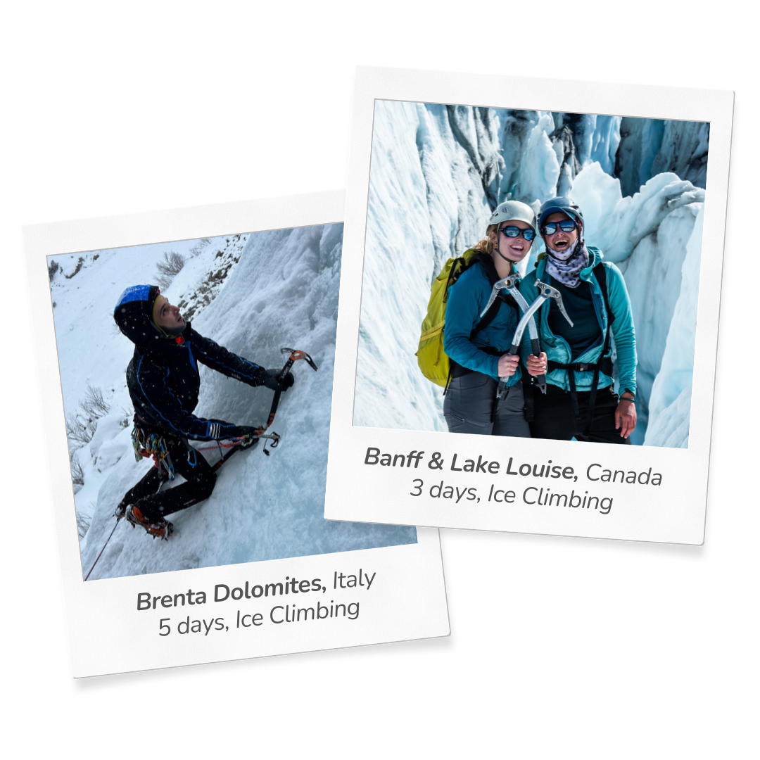 ICE CLIMBING TRIPS IN ITALY AND CANADA