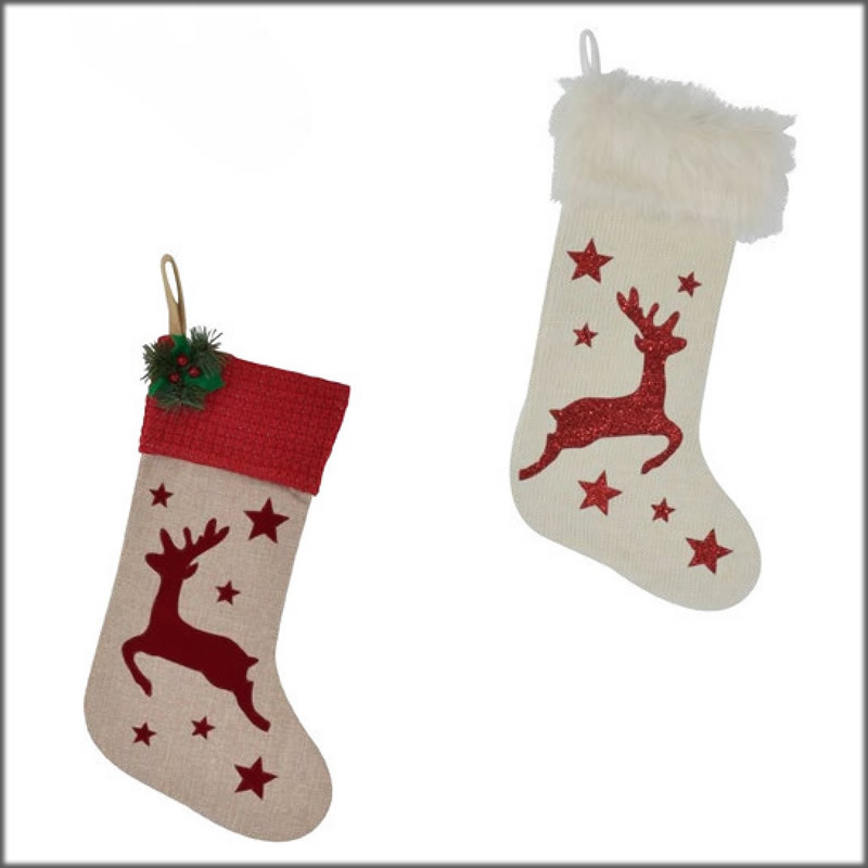 Image of CALZA IN LANA LAVORATA CON RENNA 19515 PREZIOSA HOME