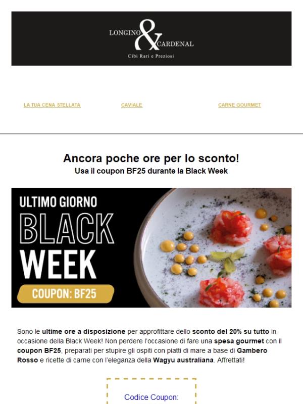 ⏰ Ultimo Giorno Black Week! | Poche Ore per il 20% di Sconto