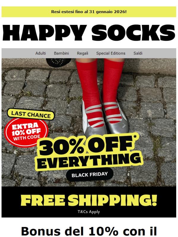 30% di sconto su tutto + 10% di bonus. L'offerta termina domani 💥