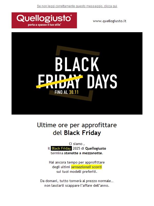 Ultima chiamata: il Black Friday termina stanotte