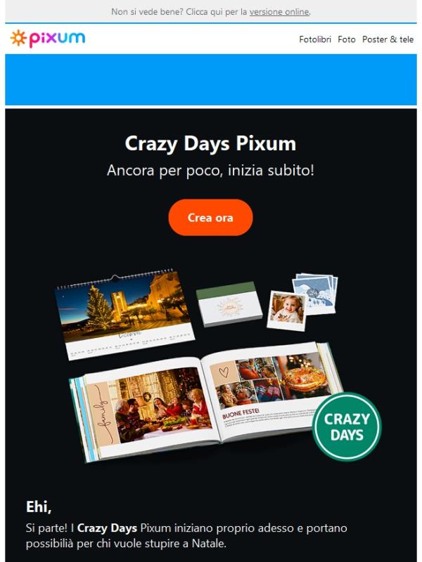 🖤⏰ Crazy Days Pixum: promo valida ancora per poco!