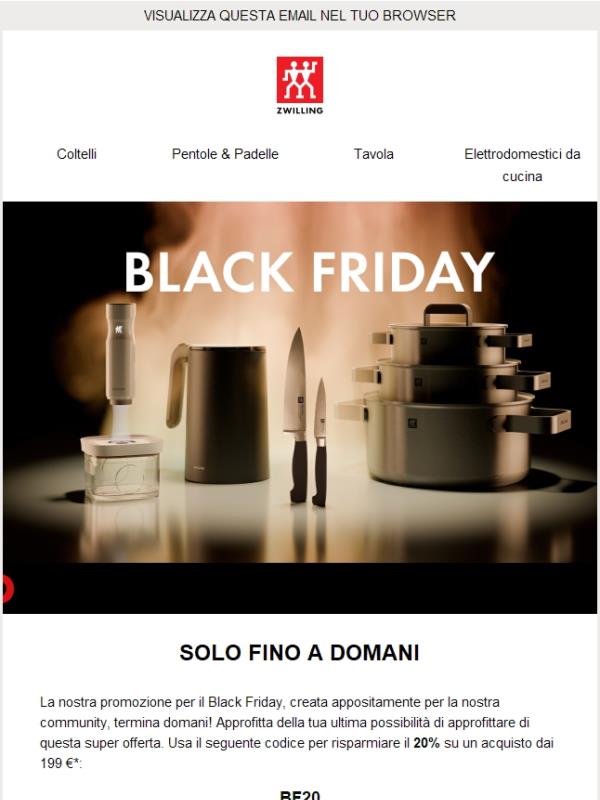 Solo fino a domani: La nostra offerta Black Friday finisce