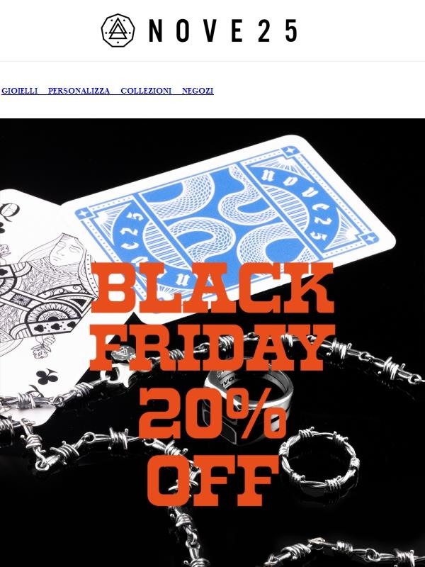 Black Friday: 20% di sconto per i tuoi regali di Natale