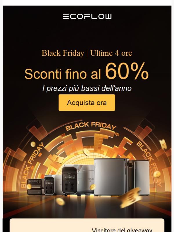 🚨 Ultime 4hrs! Offerte Black Friday fino al 60% di sconto scompaiono stasera