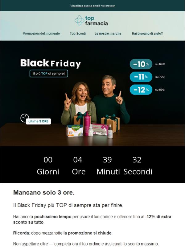 ⚡ Ultime 3 ore per usare il tuo extra sconto Black Friday