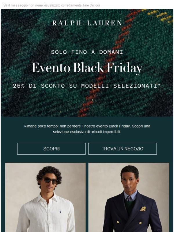 Non perdere l’occasione: il nostro Black Friday termina domani