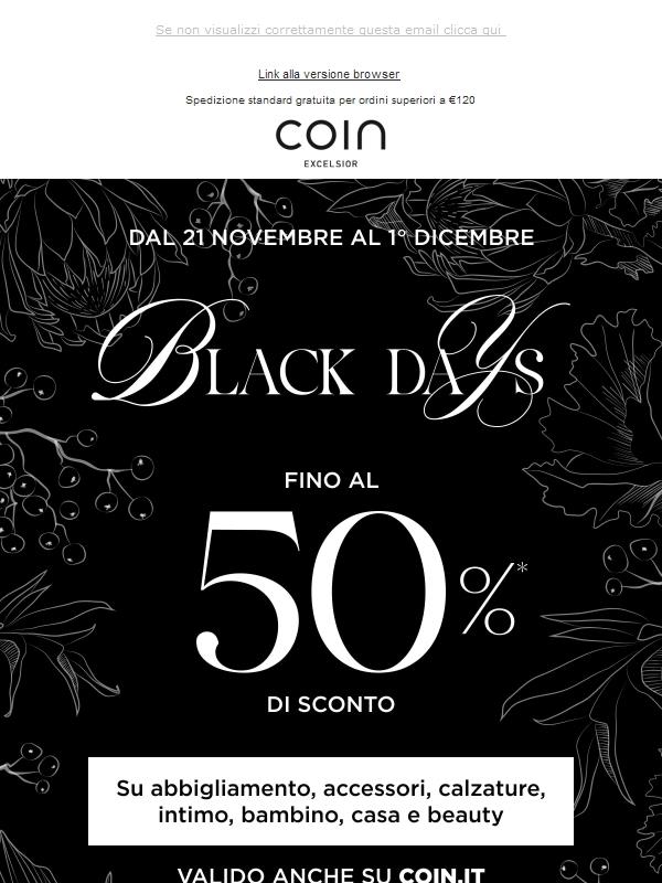 Ultimi giorni di Black Days: fino al -50%