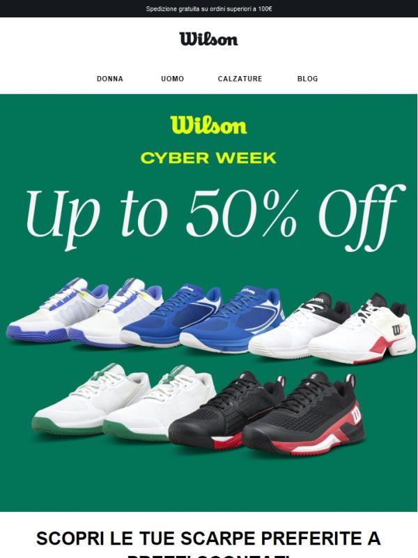 Fino al 50% di sconto sulle scarpe Wilson