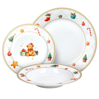 Olimpia Christmas Fairy Tale Dinner Set With Christmas Decoration In Porcelain Set of 18