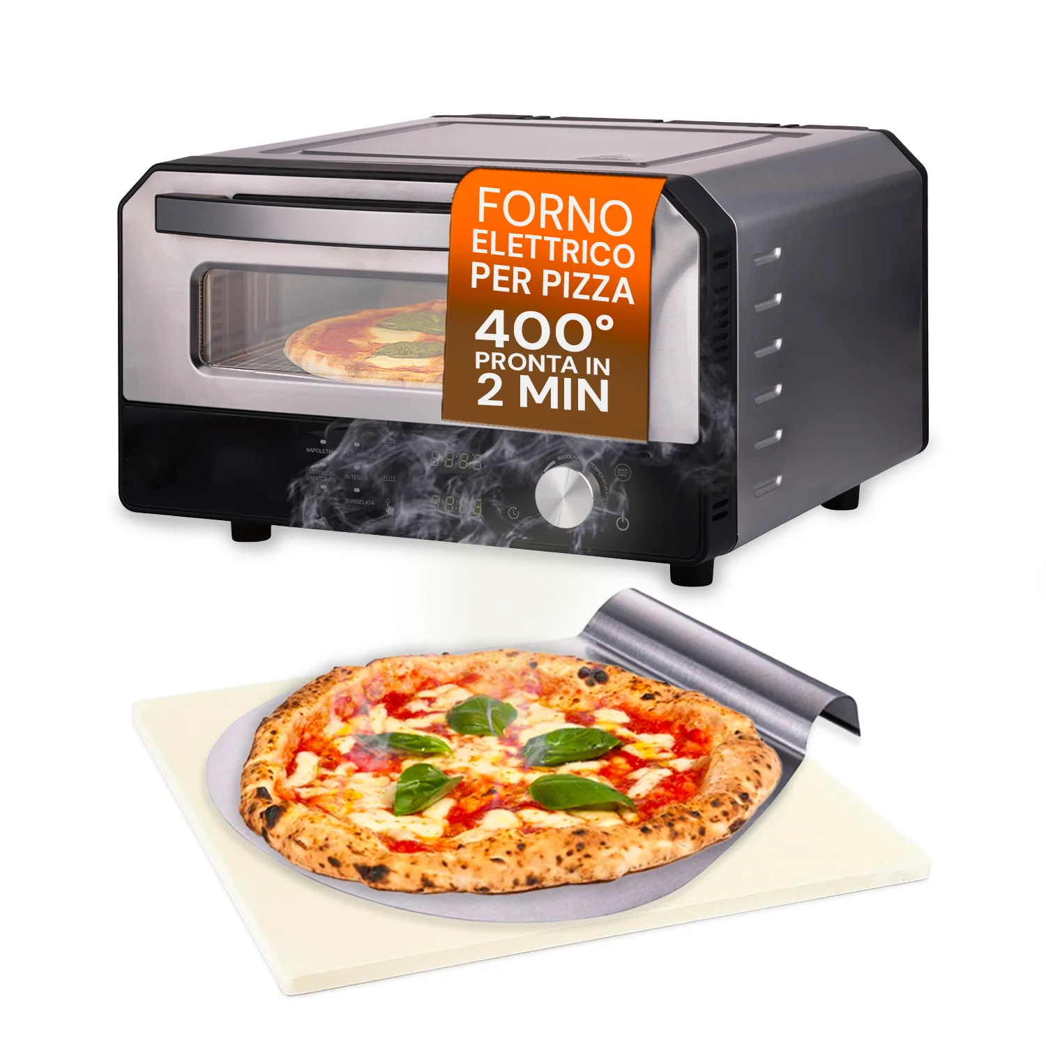 Image of Forno Pizza Elettrico con Pietra Refrattaria 