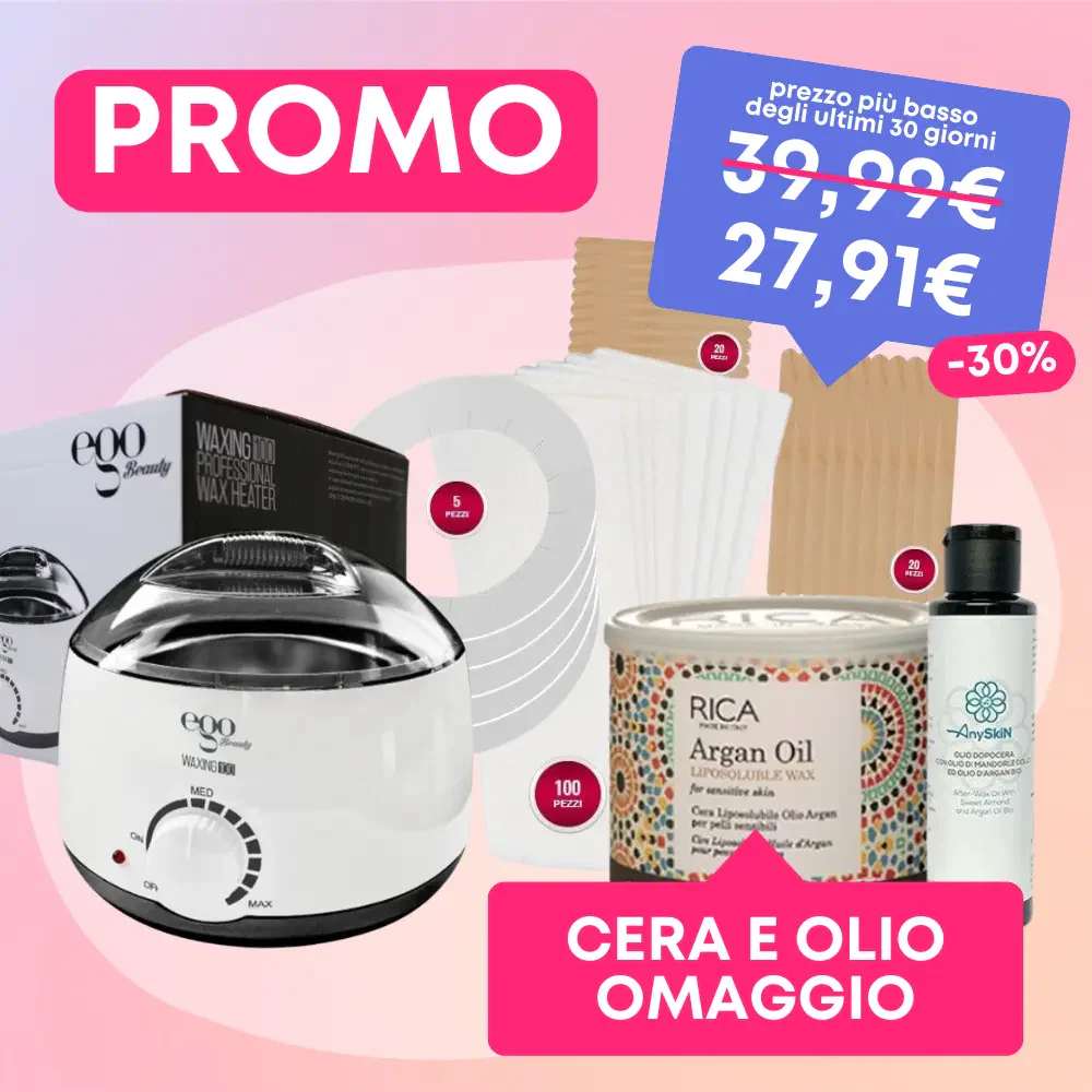 Image of 💥 Offerta Kit Depilazione ANYSKIN con Scaldacera Vaso + Cera Rica+ 100 Strisce + Spatole in Legno + Dopocera