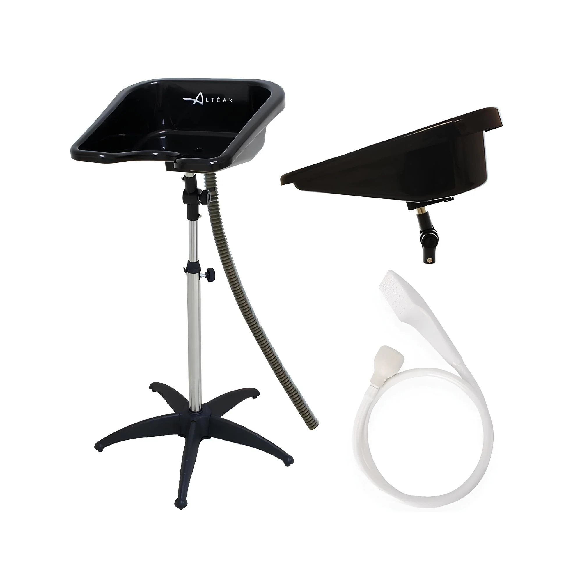 Image of ALTÈAX Lavatesta Portatile per Parrucchieri, Inclinabile, Quadrato + Doccetta Universale