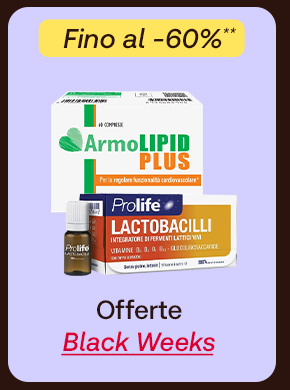 „Banner con prodotti solari Avène e La Roche-Posay SPF 50. Bollino giallo: ‘Fino al -60%.’ Testo: ‘Offerte Black Weeks.’ Sfondo lilla chiaro.“
