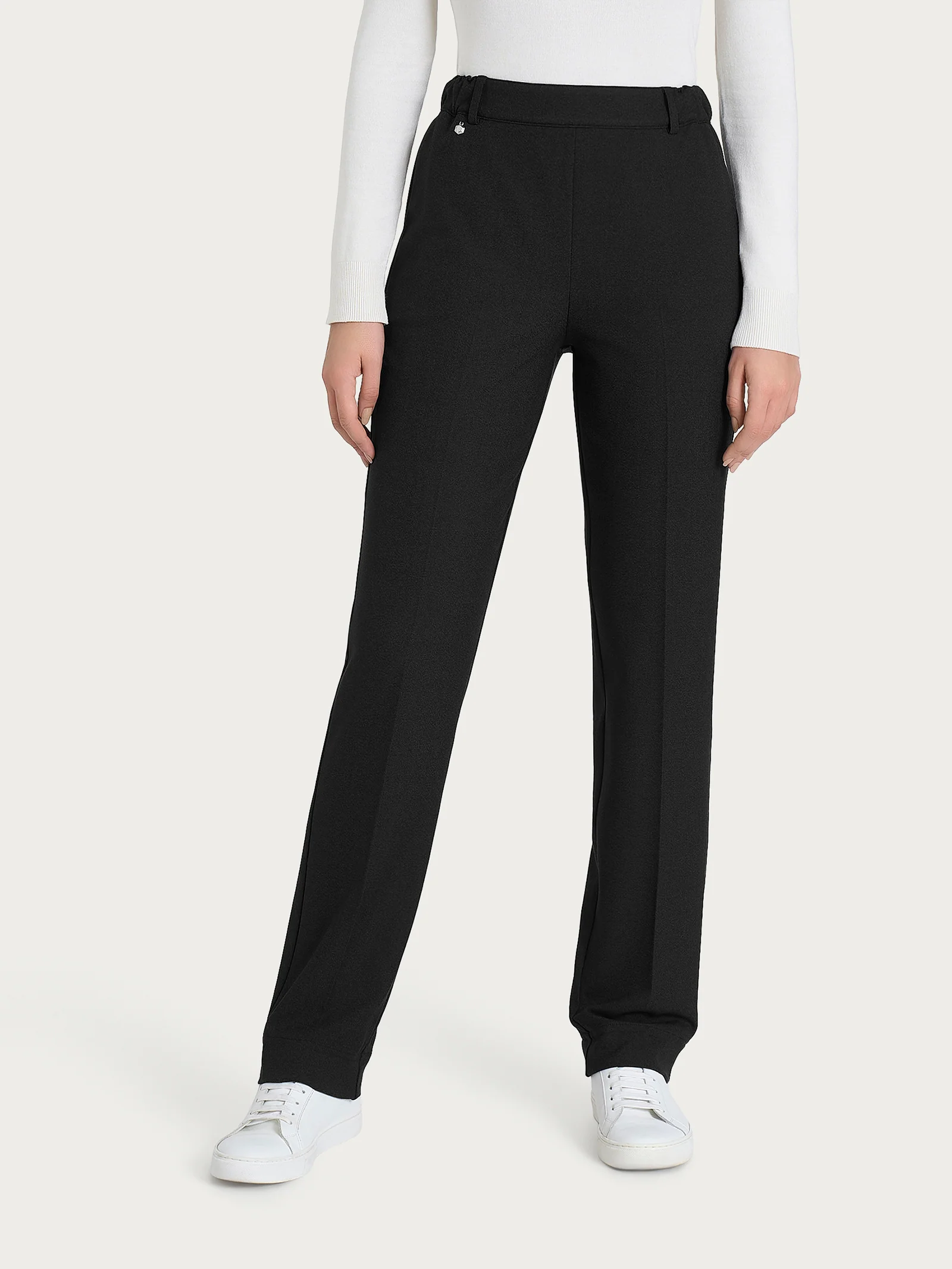 Image of Pantalone dritto con tasche in Flannel Twill - Nero