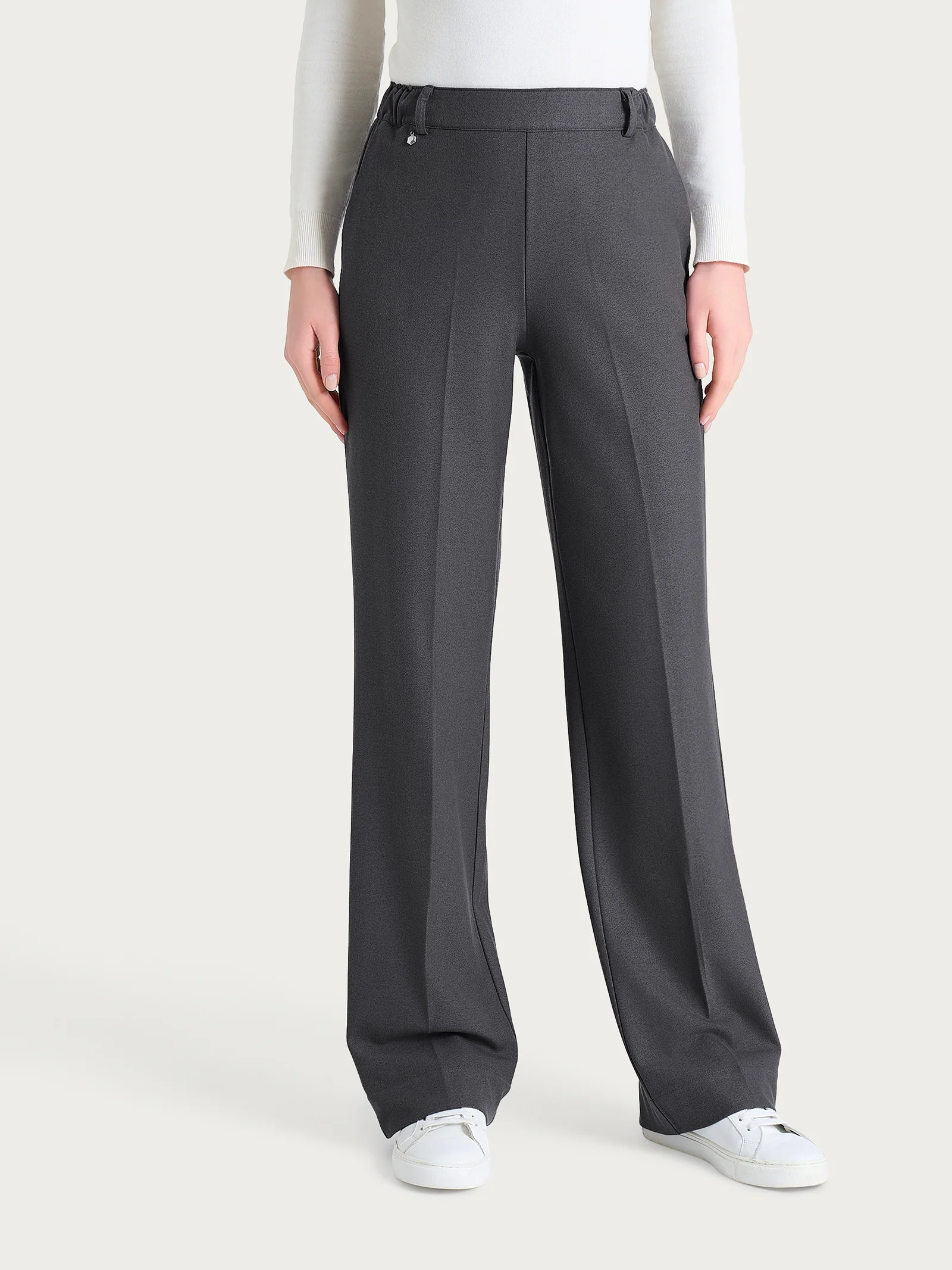 Image of Pantalone ampio con tasche in Flannel Twill - Ardesia Mel.