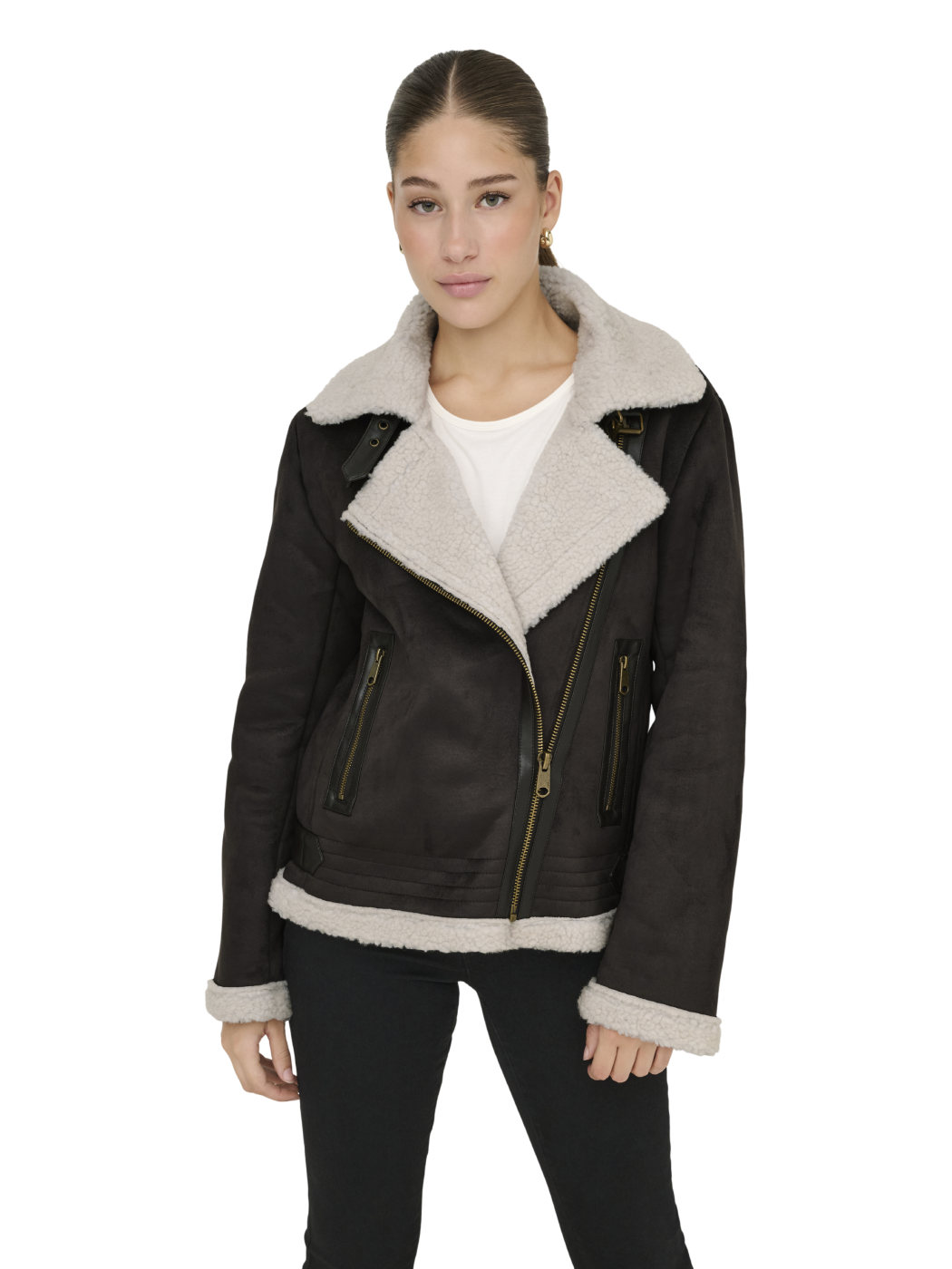 ONLY ONLNEWDIANA LIFE AVIATOR JACKET CC OTW CHOCOLATE TORTE/PUMI