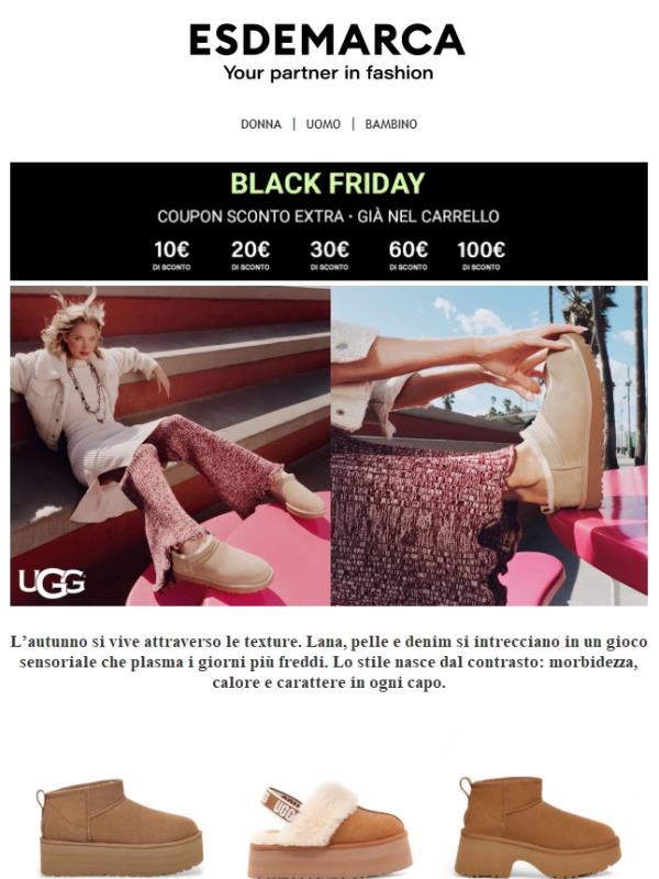 Fino a 100€ aggiuntivi sulle calzature UGG, Art, Wonders e Hispanitas