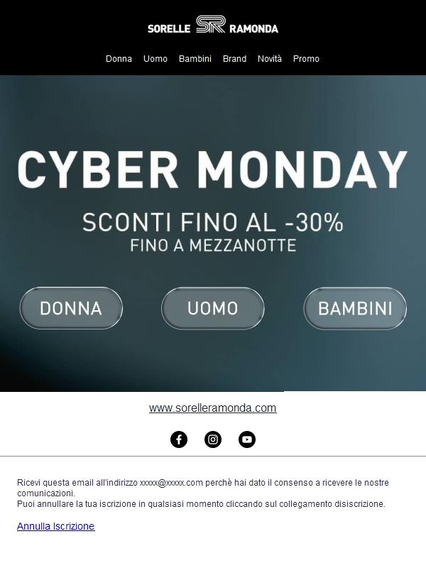 CYBER MONDAY: sconti fino al -30%