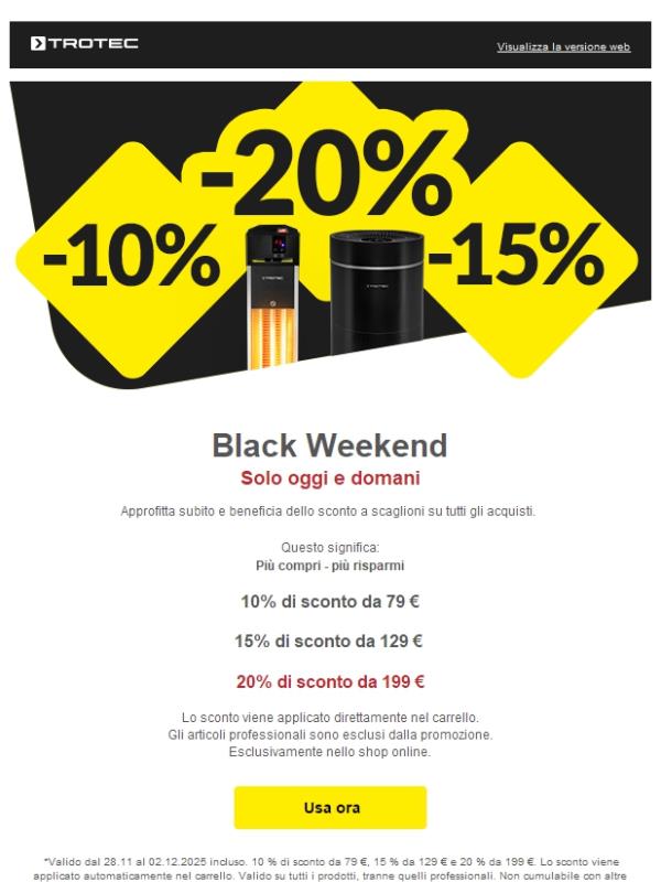 🖤 Fino al 20% di risparmio – solo fino a domani
