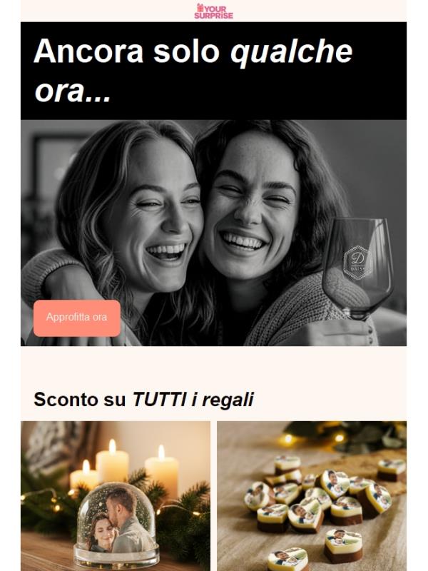 Solo per questa sera fino al 40% di sconto su TUTTI i regali!