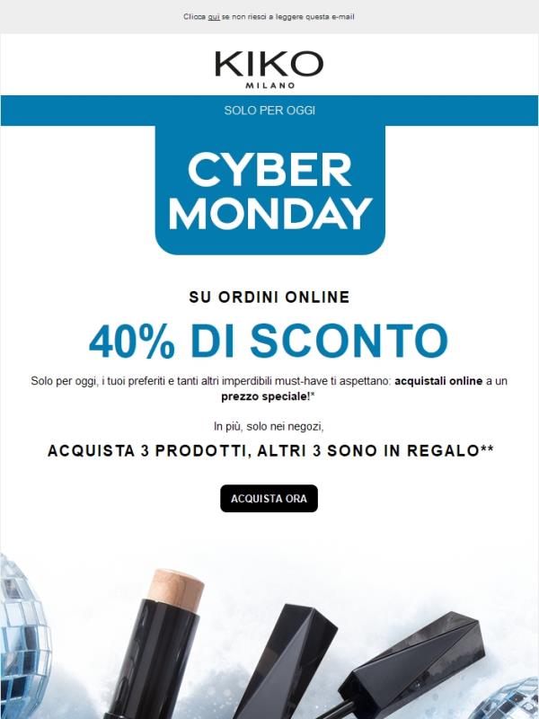 Cyber Monday: -40% su tutto! 🚀
