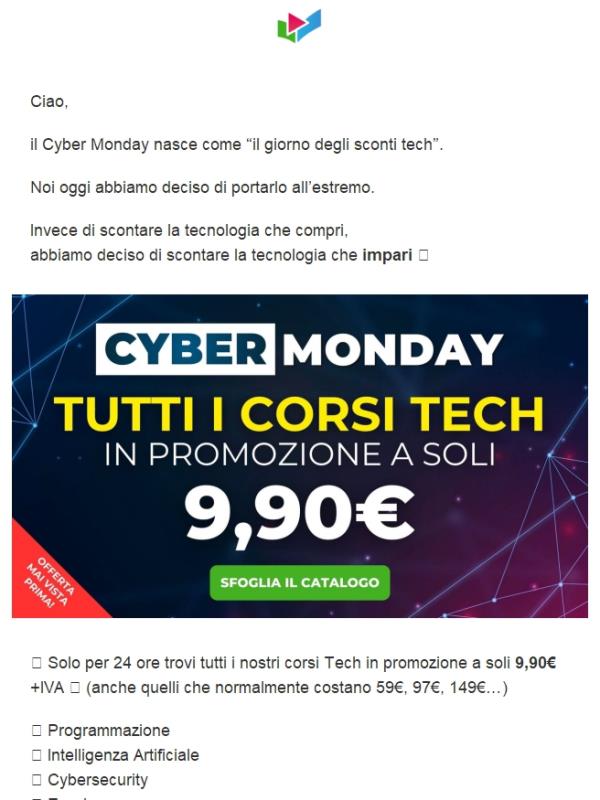 Tutti i corsi Tech a 9,90 (Cyber Monday)