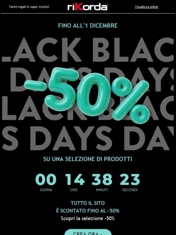 Sta per finire: Black Friday fino al -50% 🎁 🖤