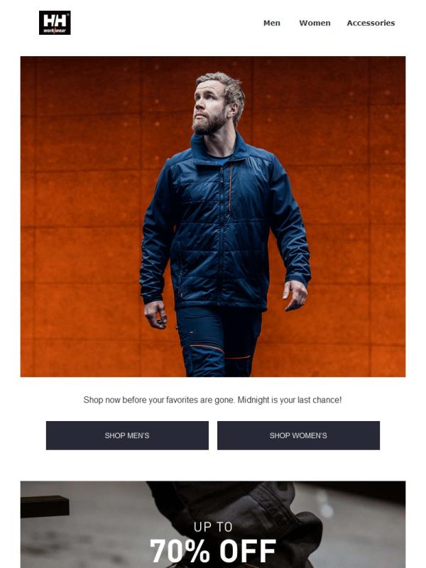 Up to 70% off ends tonight!