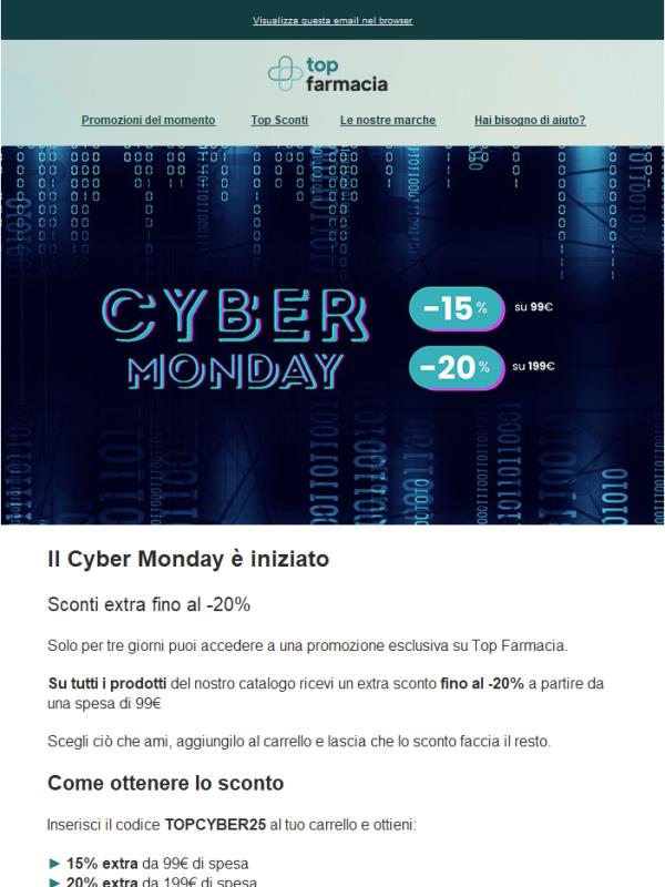 Fino al -20% da oggi con il Cyber Monday!