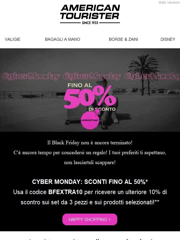 CYBER MONDAY sconti fino al 50%