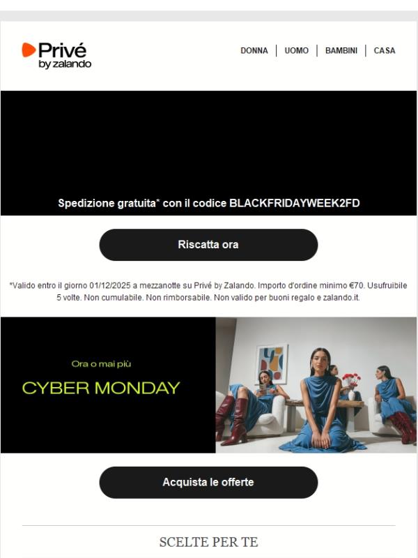 Cyber Monday. Un giorno. Un clic. Spedizione gratis 🤩