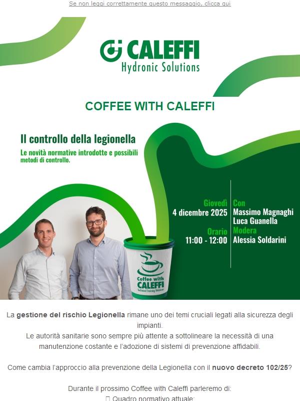 ☕ Coffee with Caleffi - Il controllo della Legionella