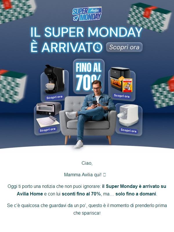 Ciao, stai perdendo gli sconti Super Monday? ⏳