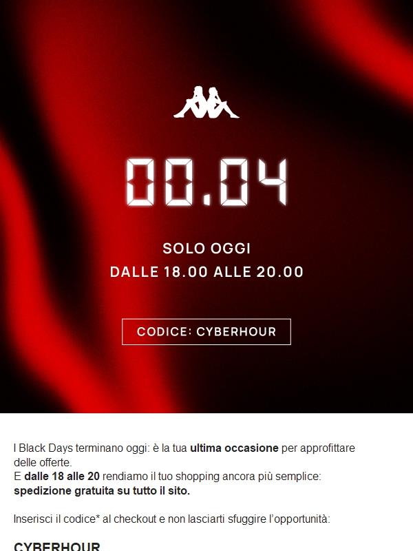 Ultima occasione: 2 ore di spedizione gratuita ⌛