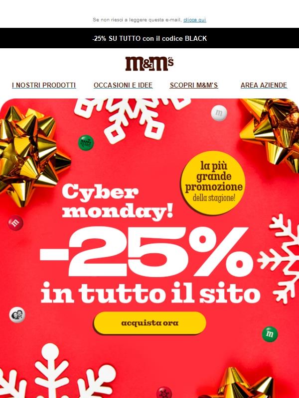 ❄️ Cyber Monday -25% su tutto!